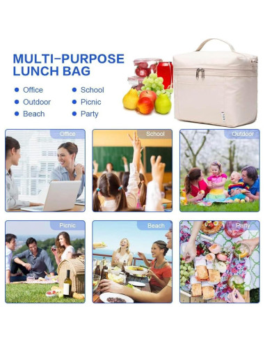 Bolsa de Almuerzo Aislada NOL Crema Mediana 8L Impermeable