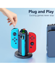 Dock de Carga HONCAM para Joycon Switch 4 en 1 Negro 2