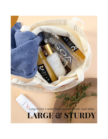 Bolsa de Lona AUSVKAI Reutilizable para Compras y Playa Bolsa de Lona AUSVKAI Reutilizable para Compras y Playa