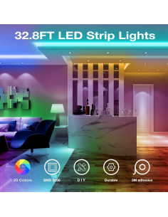 Tiras LED DAYBETTER 10m con Control Remoto y Adhesivo 2