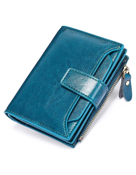 Billetera Compacta de Cuero FALAN MULE para Mujer Azul