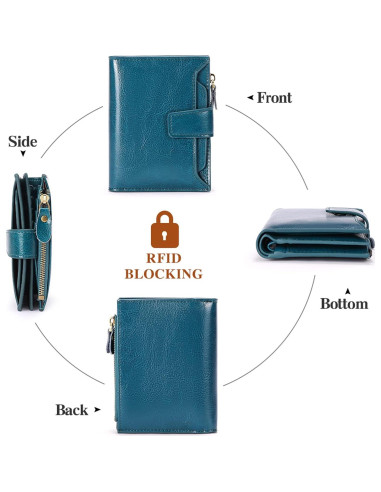 Billetera Compacta de Cuero FALAN MULE para Mujer Azul