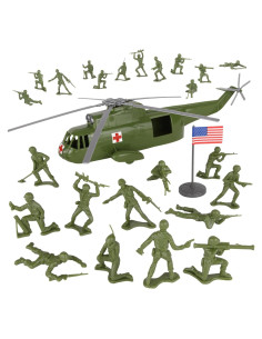 Juego de Helicóptero TimMee con 24 Soldados Verde OD