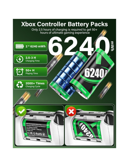 Paquete de Batería Recargable ZRZLMVP para Xbox One/S/X Paquete de Batería Recargable ZRZLMVP para Xbox One/S/X