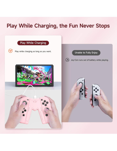 Grip de Carga JINGDU para Joy-Con Nintendo Switch Rosa
