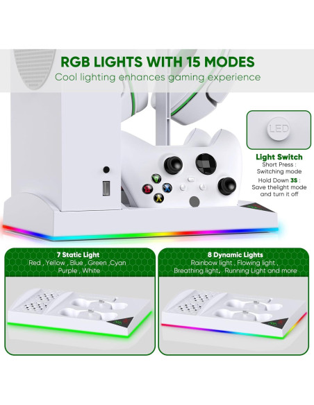 FYOUNG Soporte Enfriamiento RGB para Xbox Series S Carga Doble