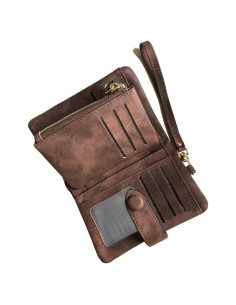 Cartera de cuero PU AOXONEL pequeña con bloqueo RFID