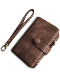 Cartera de cuero PU AOXONEL pequeña con bloqueo RFID 2