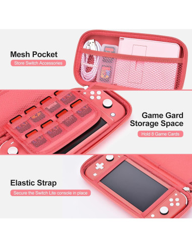 Accesorios innoAura Switch Lite 18 en 1 Estuche Coral