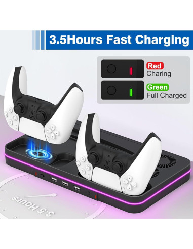 Estación de Enfriamiento PS5 Slim KEPLUG con Carga y RGB