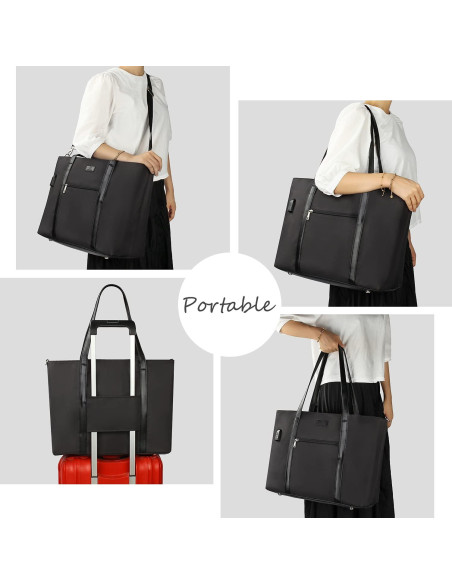 Bolsa Tote para Laptop 17" Impermeable USB Nylon Mujer