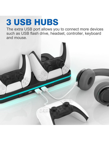 Estación de Enfriamiento PS5 Slim KEPLUG con Carga y RGB