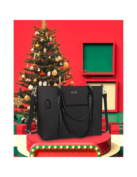 Bolsa Tote para Laptop 17" Impermeable USB Nylon Mujer