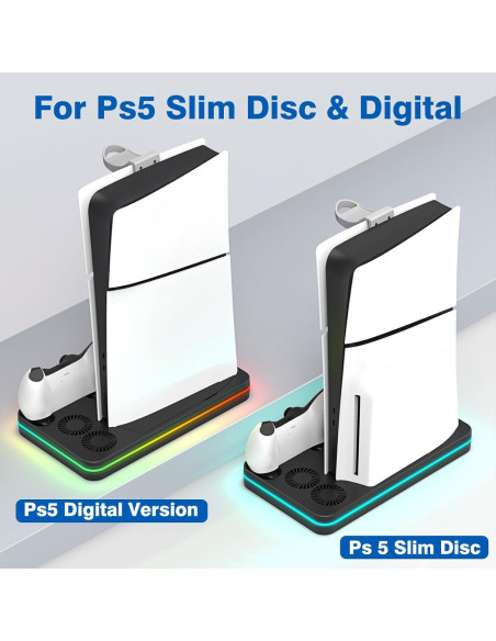 Estación de Enfriamiento PS5 Slim KEPLUG con Carga y RGB