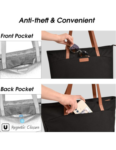 Bolsa Tote Prite para Laptop 16" Negra para Mujeres