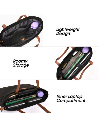 Bolsa Tote Prite para Laptop 16" Negra para Mujeres