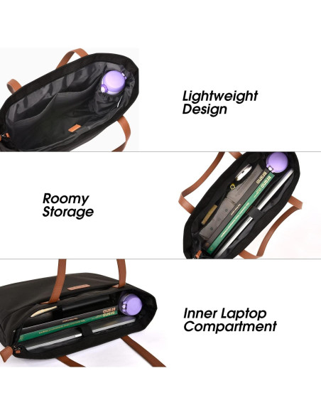 Bolsa Tote Prite para Laptop 16" Negra para Mujeres