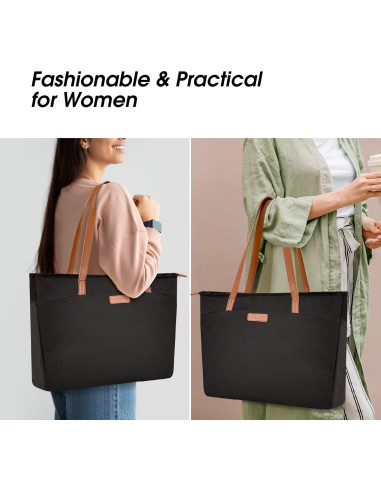 Bolsa Tote Prite para Laptop 16" Negra para Mujeres