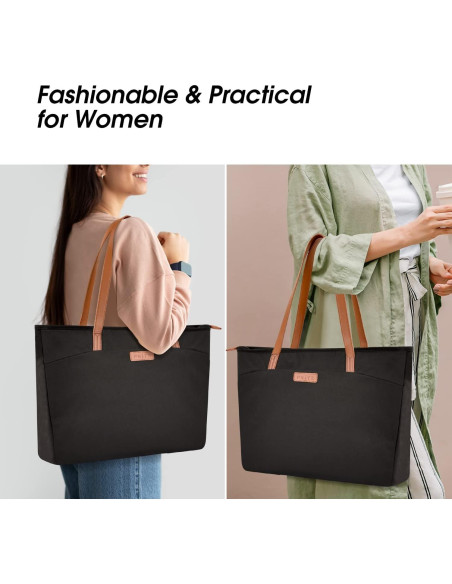 Bolsa Tote Prite para Laptop 16" Negra para Mujeres