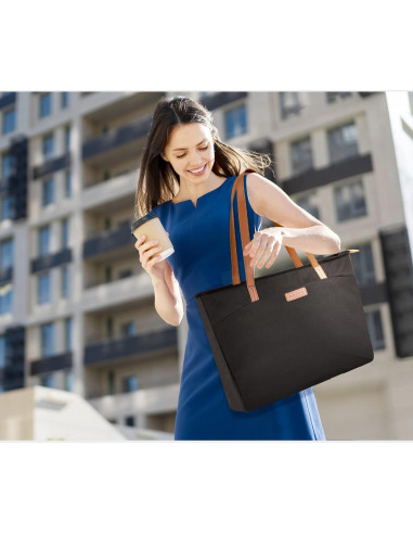 Bolsa Tote Prite para Laptop 16" Negra para Mujeres
