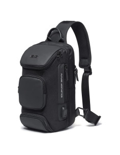 BANGE Bolsa Cruzada Negra Impermeable con Carga USB 15L