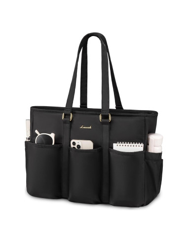Bolsa Tote LOVEVOOK para Laptop 39.6 cm Negra con Bolsillos