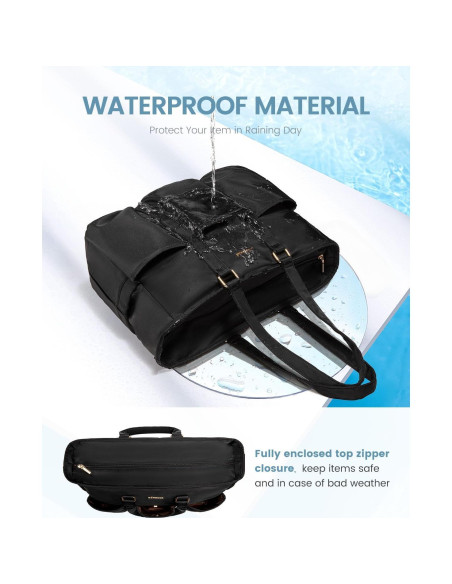 Bolsa Tote LOVEVOOK para Laptop 39.6 cm Negra con Bolsillos