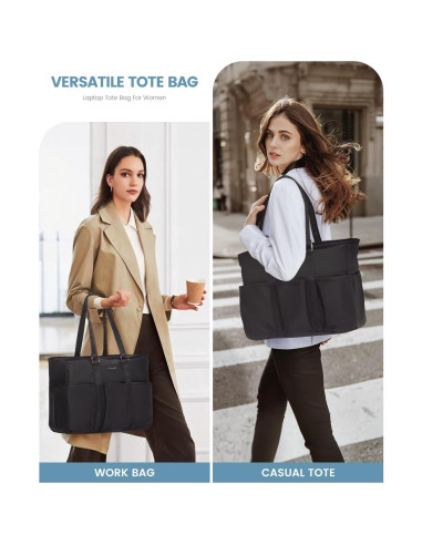Bolsa Tote LOVEVOOK para Laptop 39.6 cm Negra con Bolsillos