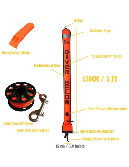 Juego de Boyas de Buceo LalaKoo 1.52m Alta Visibilidad