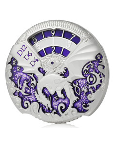 Dados de Ruleta DNDND 7-en-1 con Caja Regalo Dragón Plata