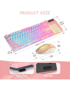 Combo Teclado y Ratón CHONCHOW Rosa y Blanco Retroiluminado 2