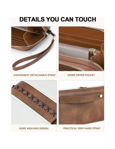 Cartera BOSTANTEN Mujer Cuero RFID Doble Cierre 20x11cm