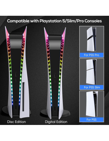 Tira de Luz LED RGB YUANHOT para PS5 Pro/Slim - 7 Colores