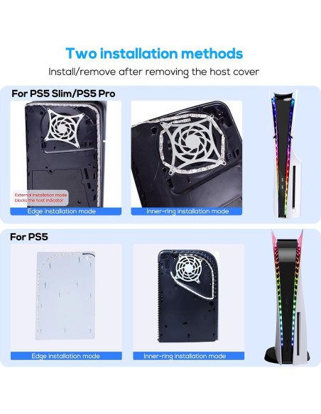 Tira de Luz LED RGB YUANHOT para PS5 Pro/Slim - 7 Colores