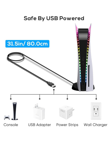 Tira de Luz LED RGB YUANHOT para PS5 Pro/Slim - 7 Colores