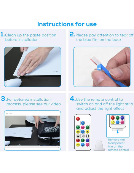 Tira de Luz LED RGB YUANHOT para PS5 Pro/Slim - 7 Colores