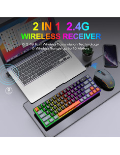 Combo Teclado y Ratón Inalámbrico Snpurdiri 60% RGB 2