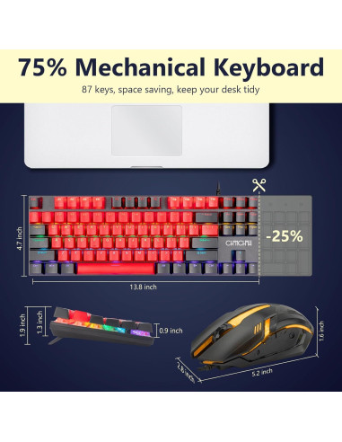 Combo Teclado y Ratón Mecánico CHONCHOW M801R RGB 87 Teclas