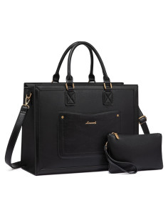 Bolsa Tote para Laptop LOVEVOOK 15.6" Cuero PU Negra