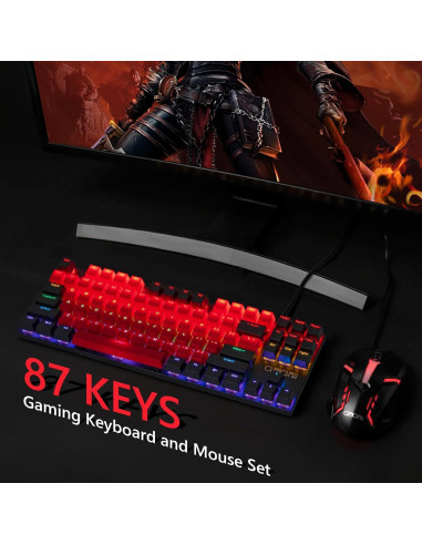Combo Teclado y Ratón Mecánico CHONCHOW M801R RGB 87 Teclas