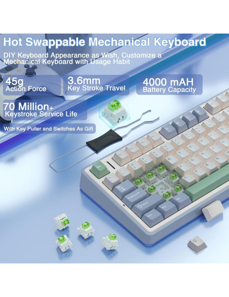 Teclado Mecánico AULA F75 Inalámbrico 75% RGB Personalizado