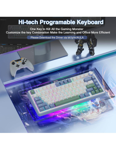 Teclado Mecánico AULA F75 Inalámbrico 75% RGB Personalizado