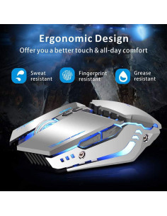 TENMOS T12 Ratón Gaming Inalámbrico Recargable 2400 DPI 2