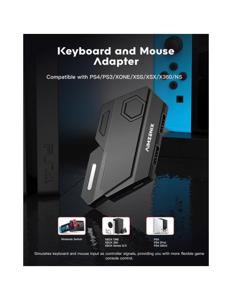Adaptador de Teclado y Ratón AIMZENIX para Consolas
