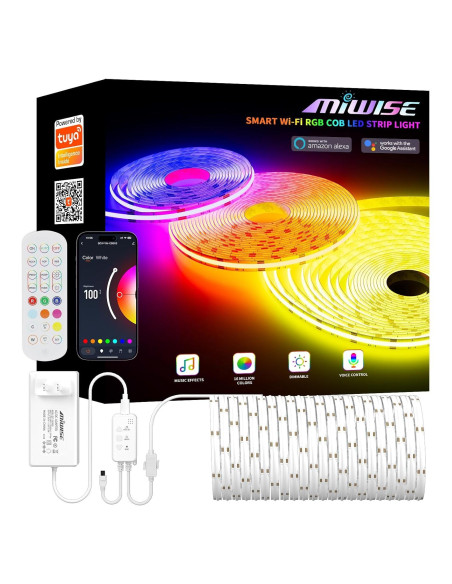 Tira LED RGB COB MIWISE 10m 24V Dimmable Control Voz Tira LED RGB COB MIWISE 10m 24V Dimmable Control Voz