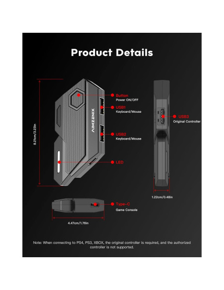 Adaptador de Teclado y Ratón AIMZENIX para Consolas