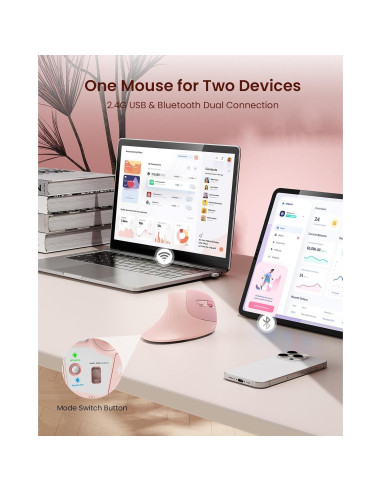 Ratón Ergonómico Seenda TM209B Inalámbrico Rosa Claro