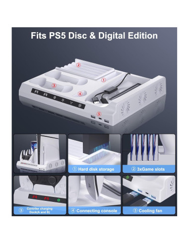 Estación de Enfriamiento BGGUANG PS5 Slim con Cargador