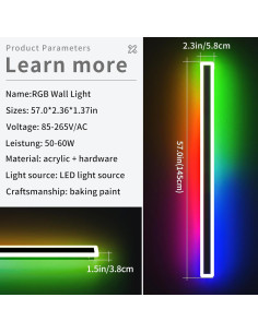 Luz de Pared LED Exterior Daoseolo 145x6x3.5cm RGB IP65 2