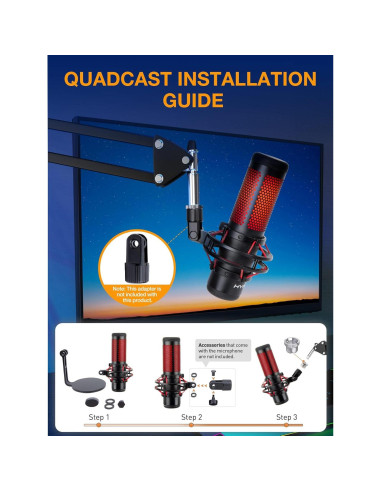 Brazo de Boom Micrófono SUNMON para HyperX QuadCast y más